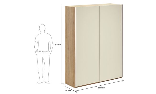 Overlay Sliding 2-Door, Design-AB, 2400 mm