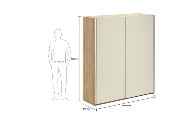 Overlay Sliding 2-Door, Design-BB, 2100 mm