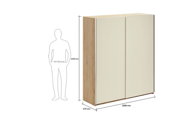 Overlay Sliding 2-Door, Design-BC, 2100 mm