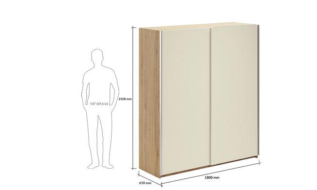 Overlay Sliding 2-Door, Design-CB, 2100 mm