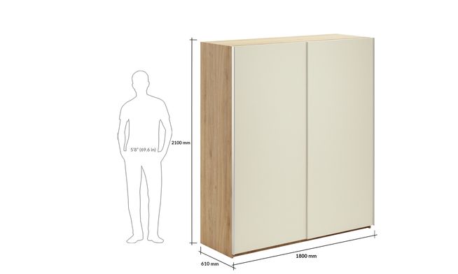 Overlay Sliding 2-Door, Design-CC, 2100 mm
