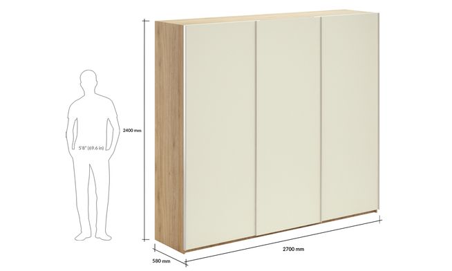 Overlay Sliding 3-Door, Design-AAA, 2400 mm