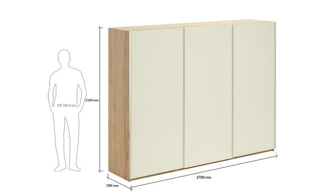 Overlay Sliding 3-Door, Design-BAC, 2100 mm