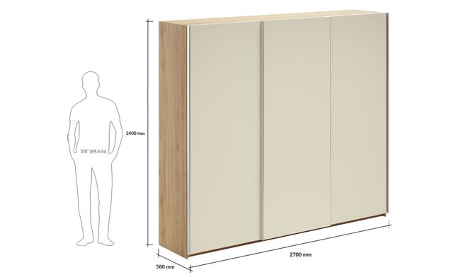 Overlay Sliding 3-Door, Design-BAC, 2400 mm