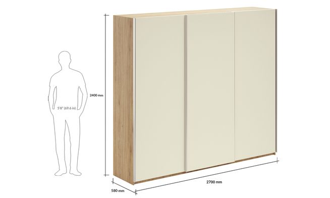 Overlay Sliding 3-Door, Design-CAA, 2400 mm