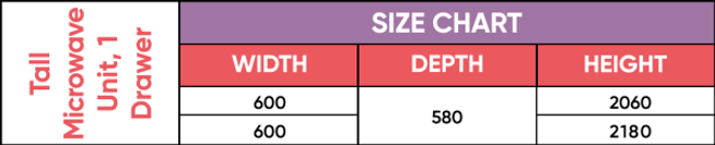 Tall Microwave Unit, 1 Drawer