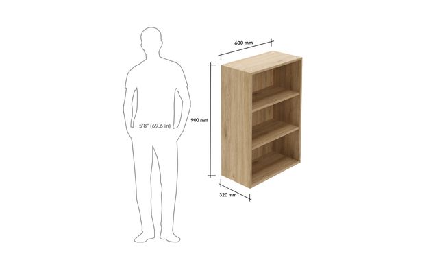 Wall Open Unit, 2 Shelves