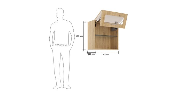 Wall HF Lift-up Unit, 1 Shelf