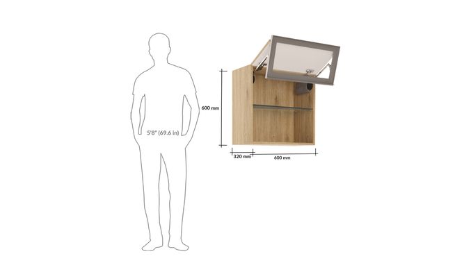 Wall HF Lift-up Unit, 1 Shelf