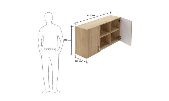Wall Open/Close Unit, 2 Shelves