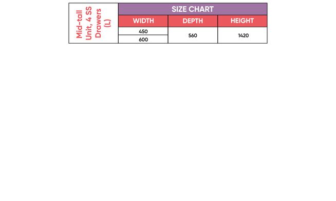 Mid-tall Unit, 4L Drawers