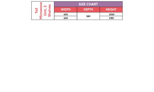 Tall Microwave Unit, 2 Shelves
