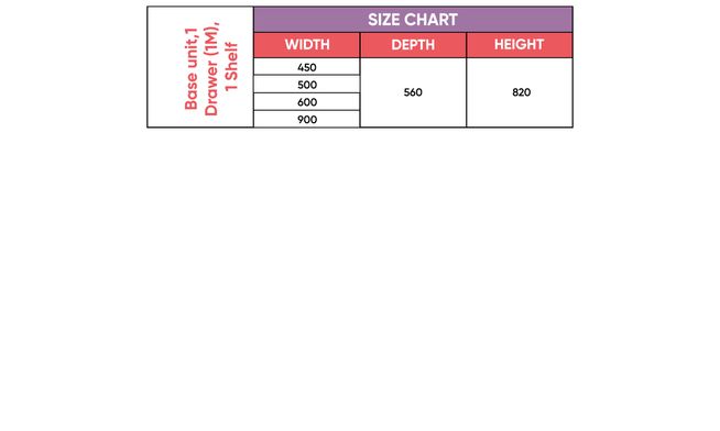 Base Unit, 1 Drawer (1M), 1 Shelf
