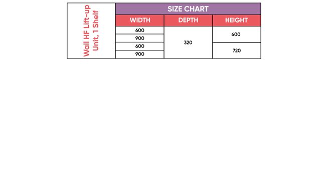 Wall HF Lift-up Unit, 1 Shelf