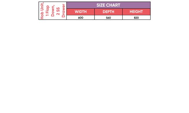 Hob Unit, 1 Flap Down, 2 SS Drawers