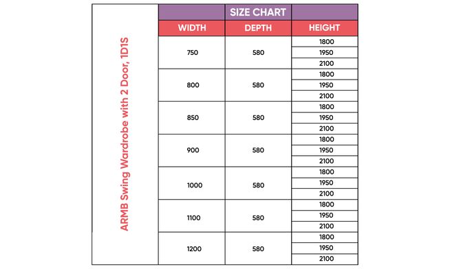 Swing 2-Door, 1 Drawer, 2100 mm