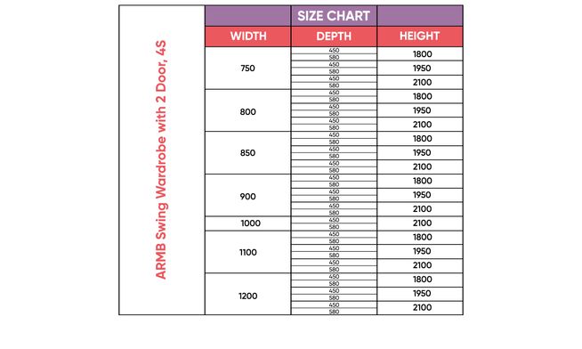 Swing 2-Door, 4 Shelves, 2100 mm