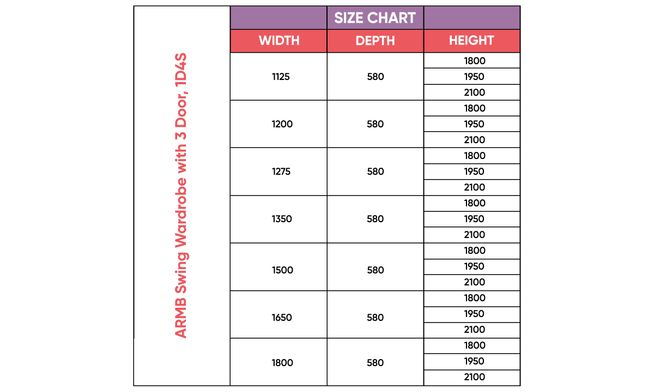 Swing 3-Door, 1 Drawer, 2100 mm