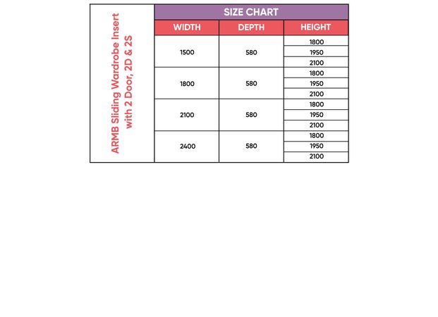 Inset Sliding 2-Door, 2100 mm