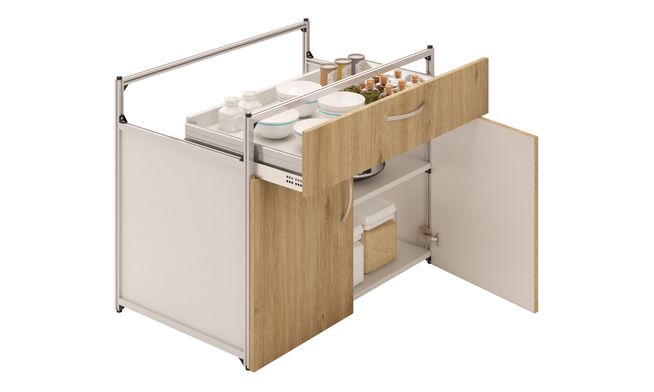 1 Drawer Unit (1M), 1 Shelf (w/o backpanel)