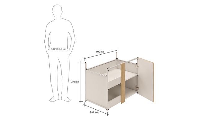 Blind Corner Unit, 1 Shelf