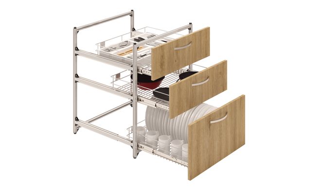 3 SS Drawer Unit (2M, 1L)