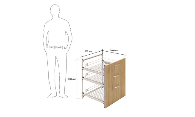 3 SS Drawer Unit (2M, 1L)