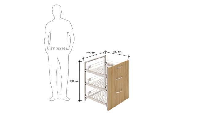 3 SS Drawer Unit (1M, 2L)