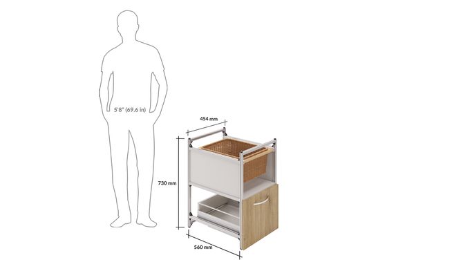 PVC Wicker Basket Unit with 1Drawer (2L)