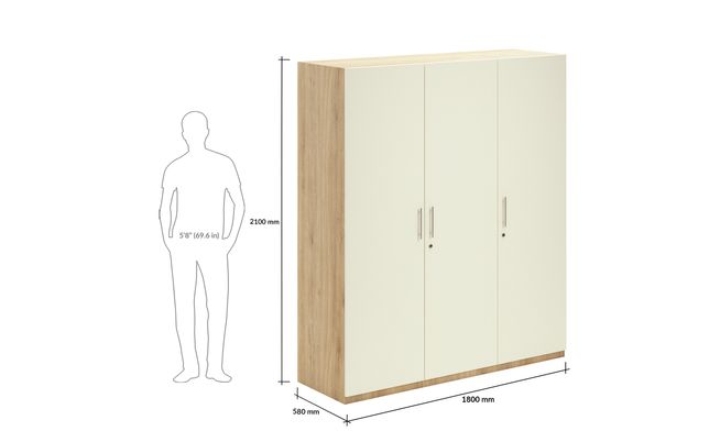 Swing 3-Door, 1 Drawer, 2100 mm
