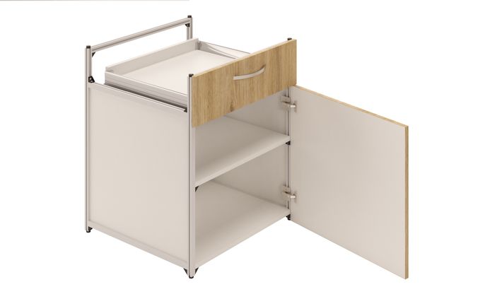 1 Drawer Unit (1M), 1 Shelf (with backpanel)