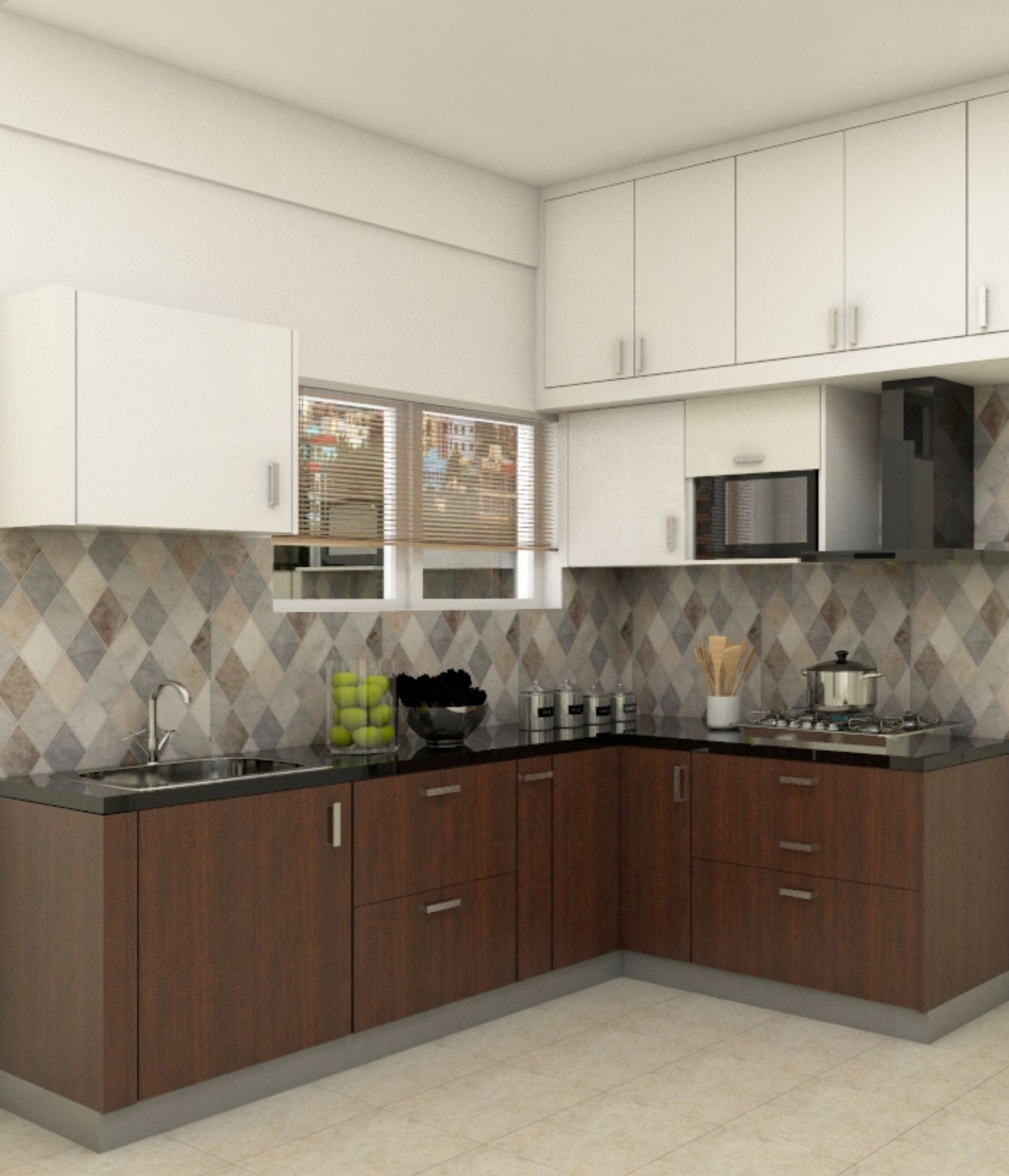 The nature-inspired walnut bronze kitchen comes with integrated ...