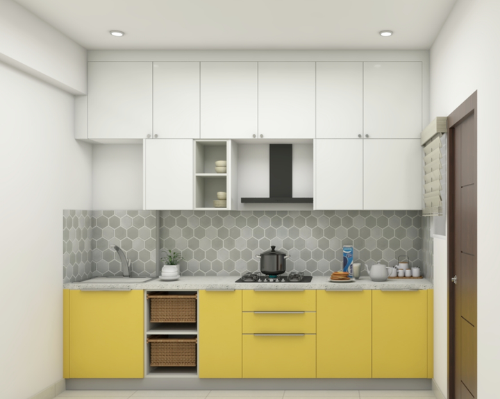 Compact Contemporary Styled Budget Kitchen Design | Livspace