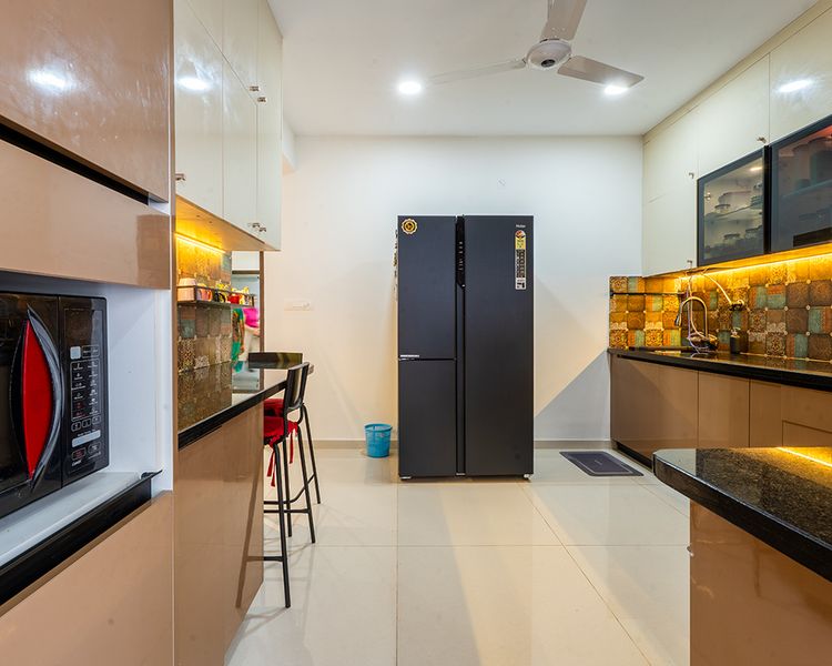 2BHK Modern Style Interior Design in Hyderabad with Living Room with ...