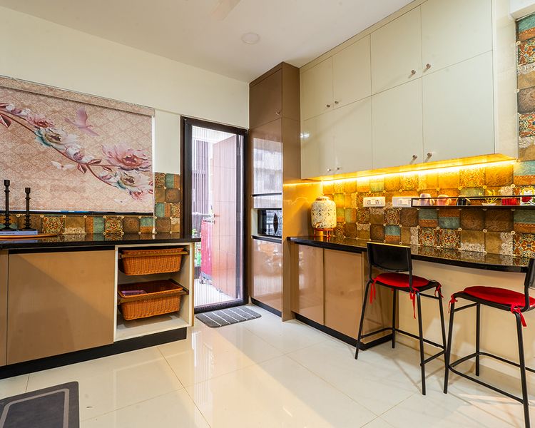 2BHK Modern Style Interior Design in Hyderabad with Living Room with ...