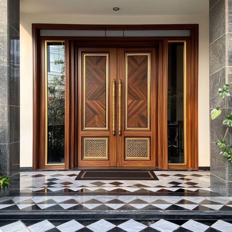 Matte Finish Traditional Double Door Design Ideal for Home Entrances ...