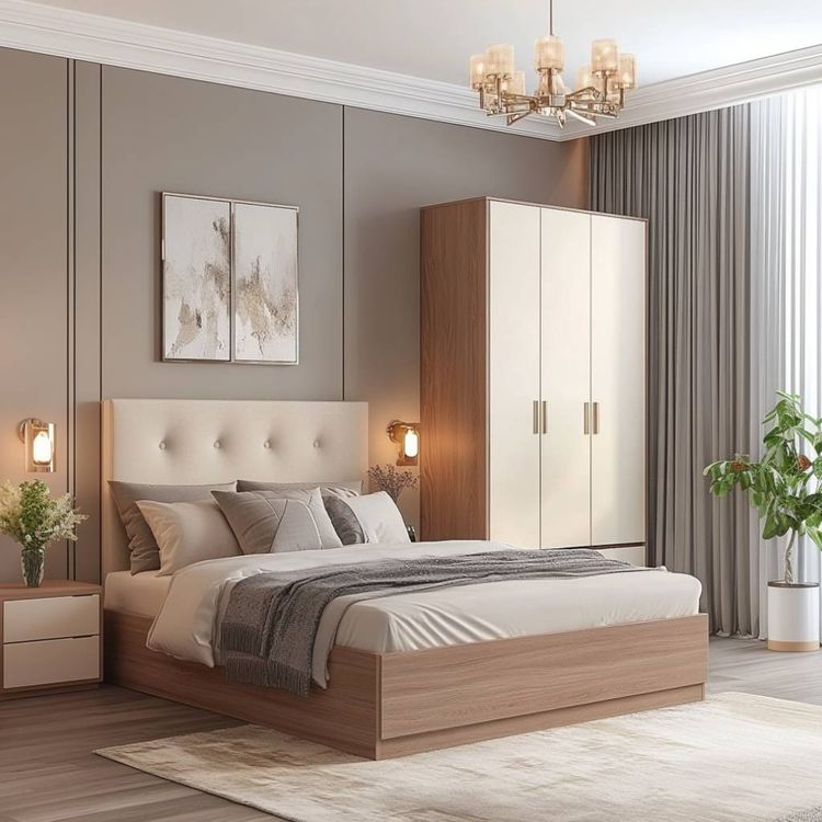 Master Bedroom Design with Contemporary Wardrobe, and Wall Art and ...