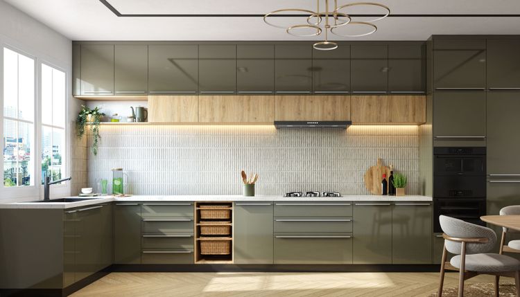 Off‑White Matte Ceramic Kitchen Tile Design With 3D Linear Pattern ...
