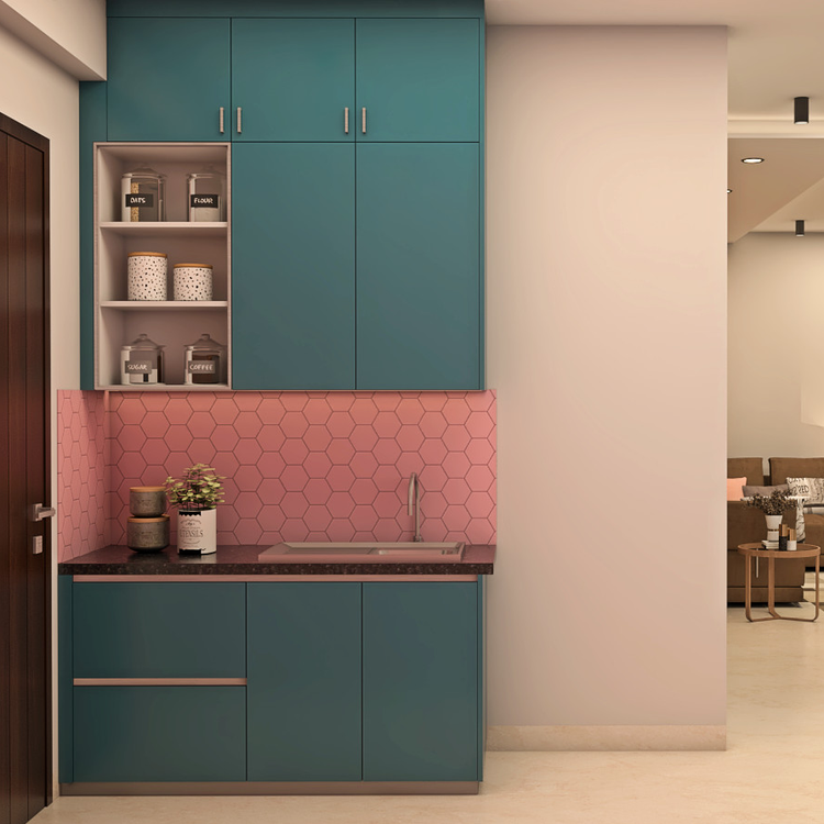 Spacious Modular Kitchen Design With Vibrant Interiors | Livspace