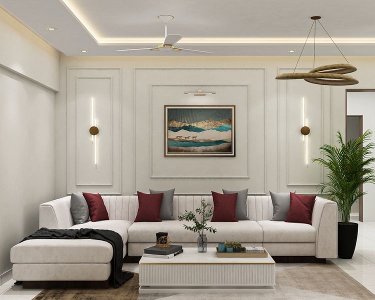Contemporary Comfort: Living Room Design With L-Shaped Sofa | Livspace - L P Section Sofas Living Room Design