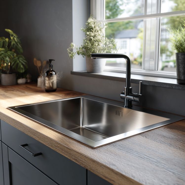 Top Mount Kitchen Single Bowl Stainless Steel Top Mount Kitchen Sink Design | Livspace
