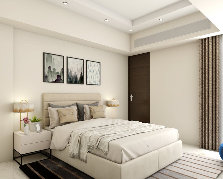 Minimal Style Spacious Comfortable Master Bedroom Design | Livspace