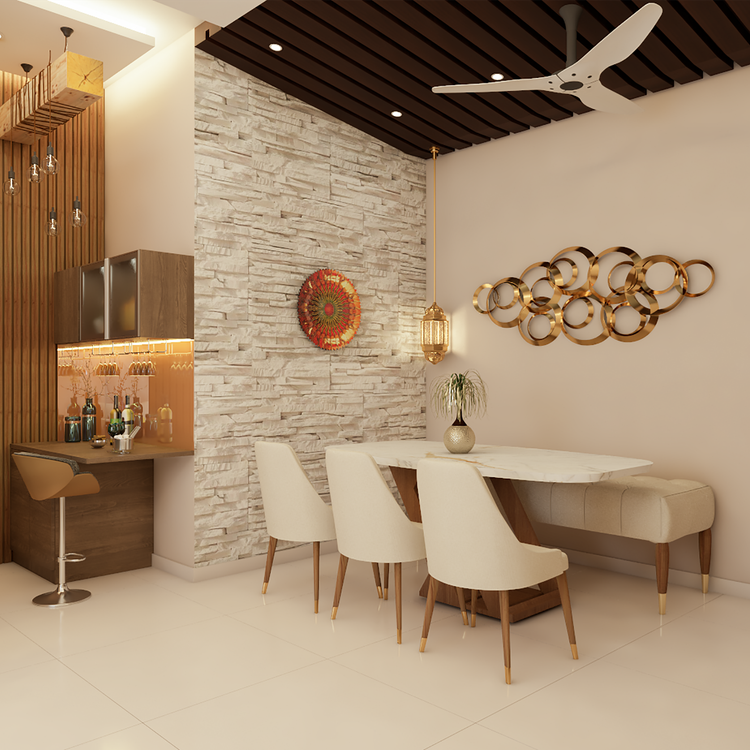 Compact Dining Area With Bar Unit | Livspace