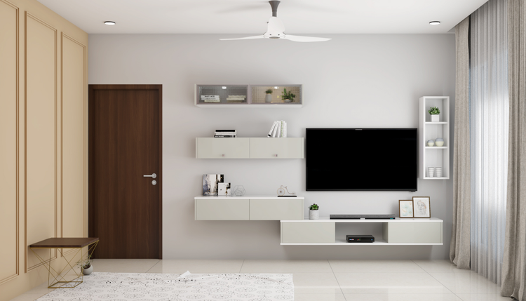 Convenient Modern Style Compact Sized Living Room Design | Livspace