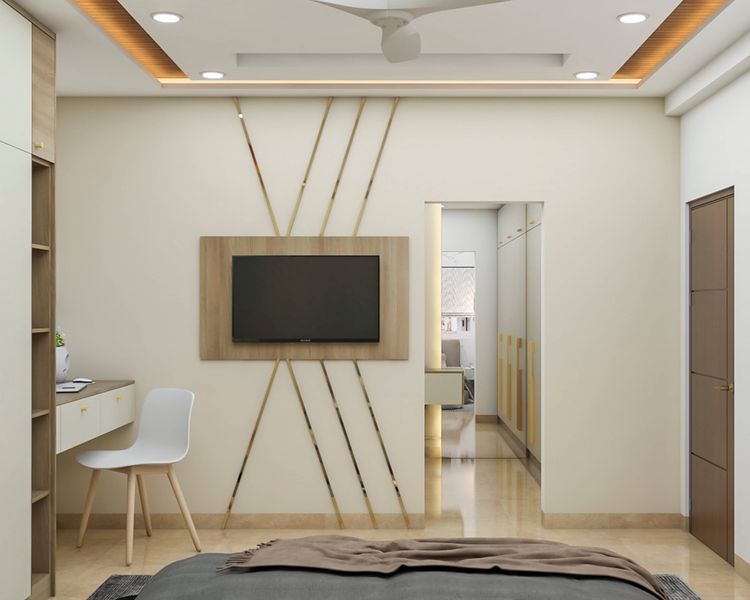 Modern Style Master Bedroom With Elegant Accent Wall Design | Livspace