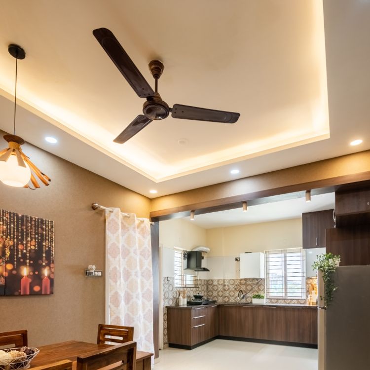 Ume Raja Modern False Ceiling With Beige Marble Flooring | Livspace