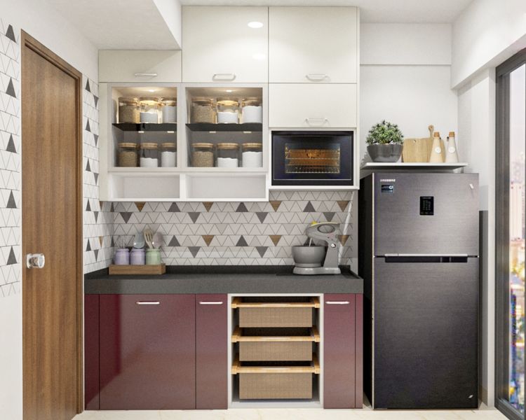 Modular Carnival Red And White Parallel Kitchen Design | Livspace