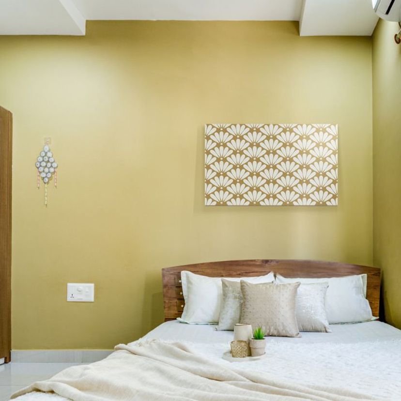 Olive Green And White Wall Paint Design | Livspace