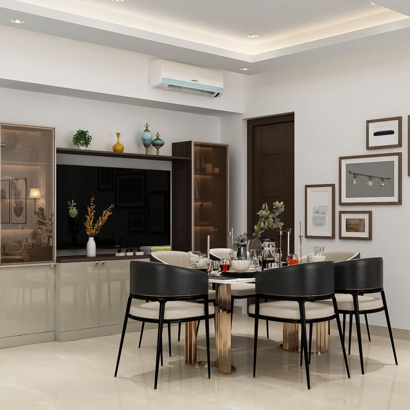 Contemporary Dining Room Design with Black-Gold Dining Table and ...
