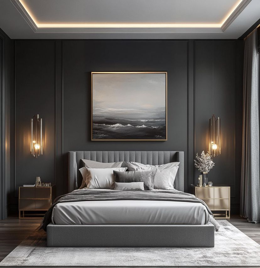 Muted Grey Vertical Panel Walls Wall Design for Modern Bedrooms and ...